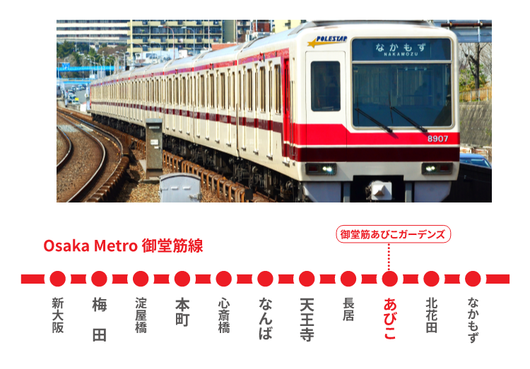 Osaka Metro御堂筋線　路線図