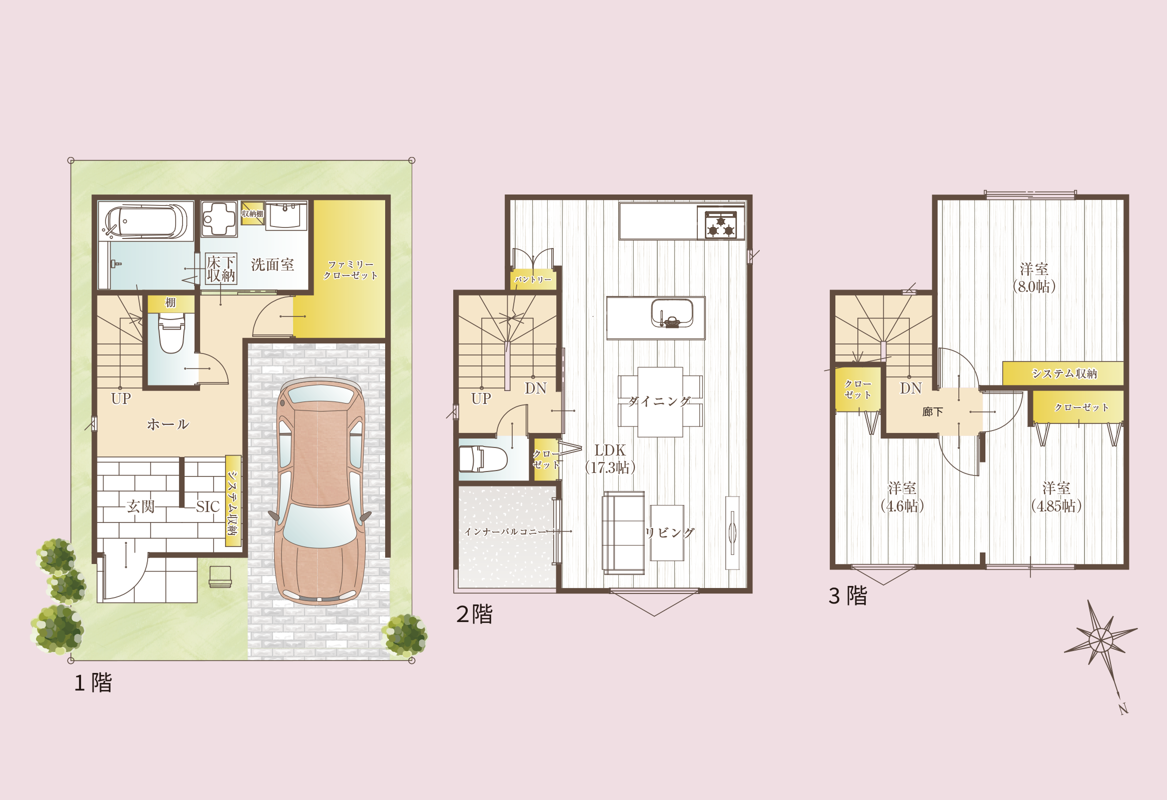 家族みんなで使うファミリークローゼットのあるプラン
